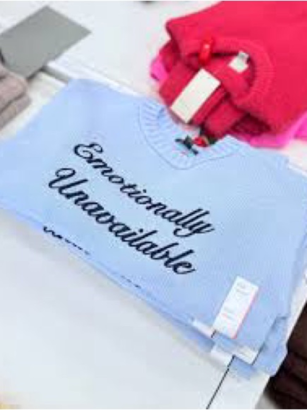 NWT Light Blue 'Emotionally Unavailable' Knit Sweater XS - Picture 5 of 6